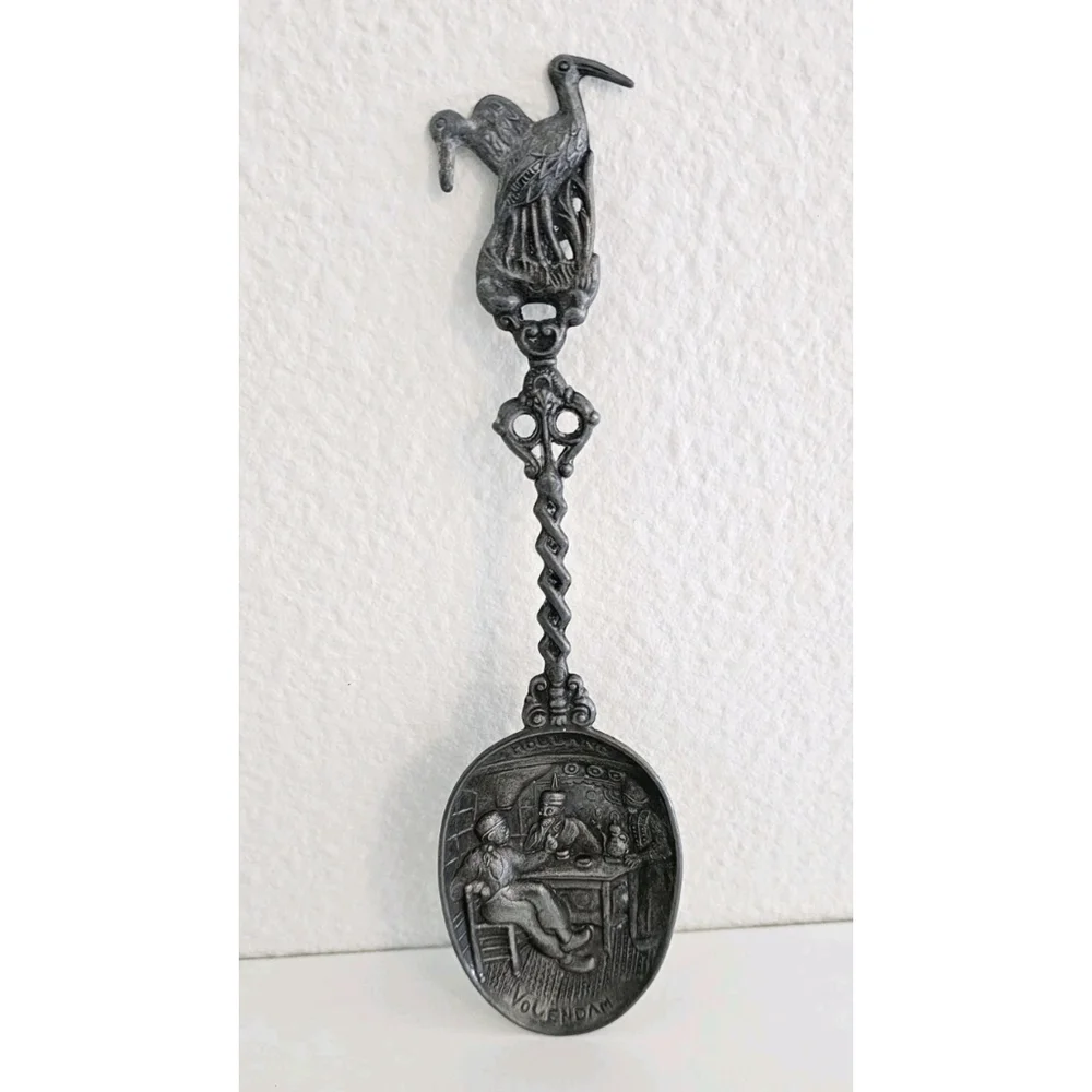 Old WWI Holland VOLENDAM ''Battle of Texel'' Pewter Decorative Collectible Spoon